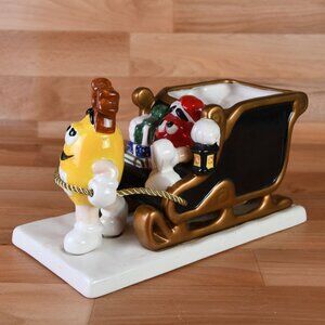 M&M's Characters (Red and Yellow) Ceramic Christmas Holiday Sleigh